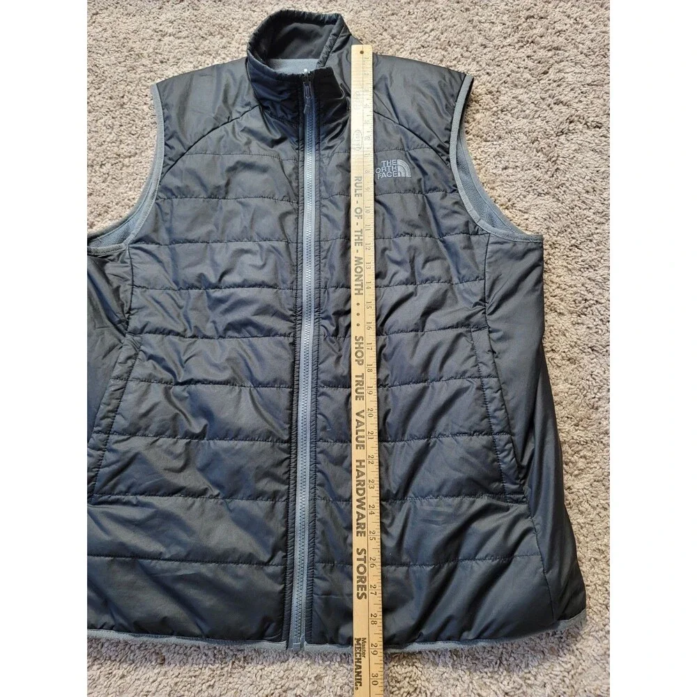The North Face Men's L Trinity Reversible Puffer Fleece Vest Black Gray Full Zip